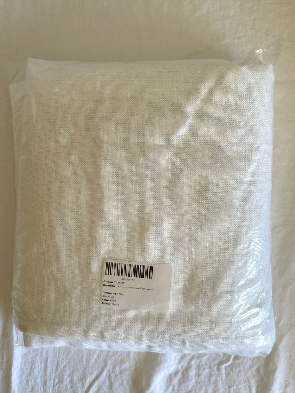 Quince Textured Linen Curtain White 48x96 Single Panel